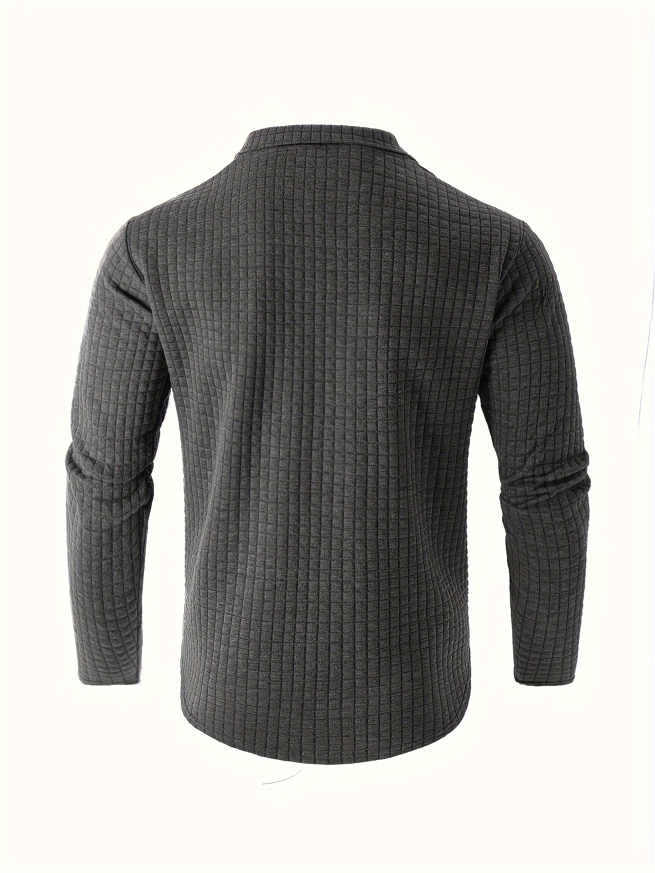 new mens spring and autumn winter solid color jacquard waffle zipper stand collar sweatshirt details 1