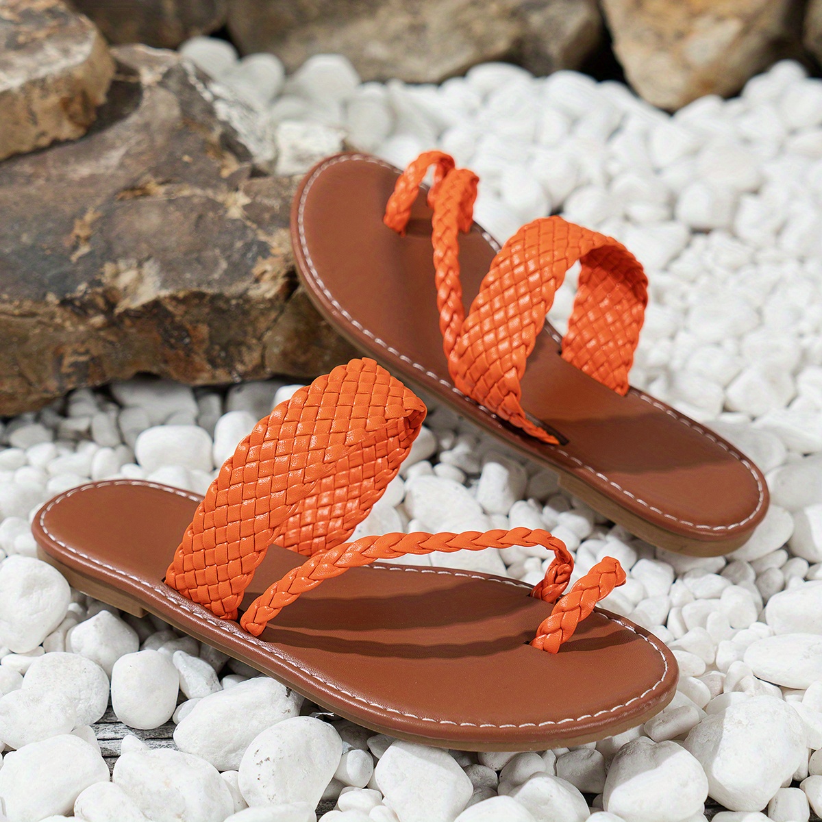 womens loop toe slide sandals lightweight open toe slip on shoes womens braided belt shoes details 10